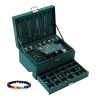 Set Cutie bijuterii, Verde smarald, cheita, material catifelat, accesoriu inclus Bratara energetica aromaterapie, 7 Chakre, Oem