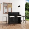 VidaXL Set mobilier bar de grădină cu perne, 5 piese, negru 3064879
