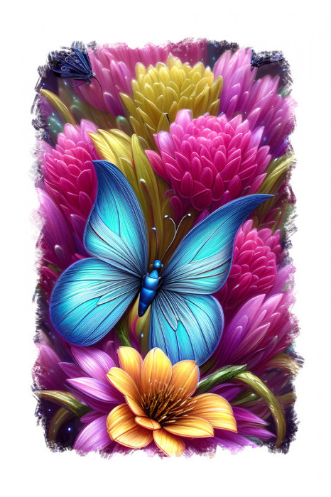 Sticker decorativ, Fluture, Albastru, 85 cm, 9351ST