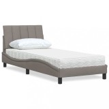 Cumpara ieftin Pat cu saltea, gri taupe, 80x200 cm, textil