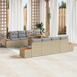 vidaXL Set de dining pentru grădină din 9 piese cu perne bej din ratan sintetic Acacia