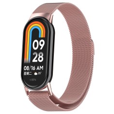 Curea smartwatch compatibila xiaomi mi band 8 / 8 nfc, catarama metalica, magnetica, minimalista, rose pink foto