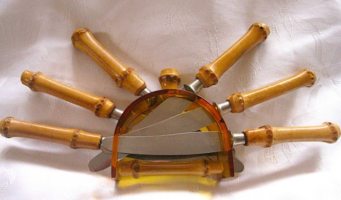 SET ART DECO SUPORT CU CUTITE SOLINGEN SALTO CUTITE FRUCTE MANER BAMBUS 16.5 CM