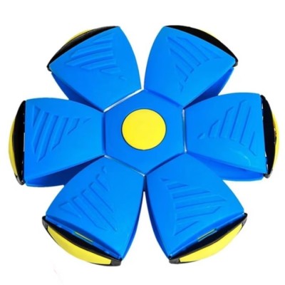 Jucarie 2 in 1, minge si disc, convertibila, 2 moduri de joaca, dimensiune 23 cm, albastru foto