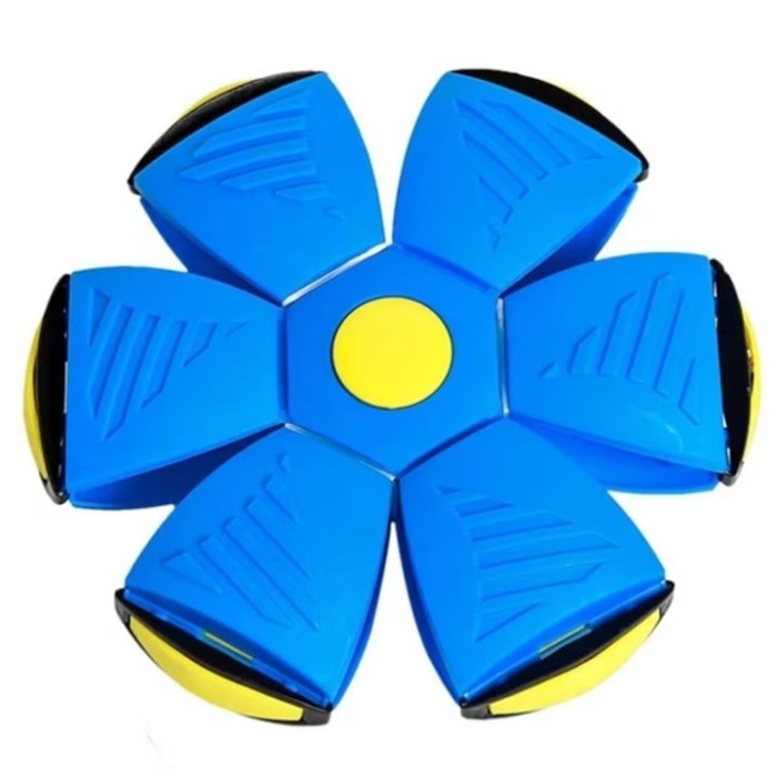 Jucarie 2 in 1, minge si disc, convertibila, 2 moduri de joaca, dimensiune 23 cm, albastru