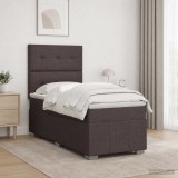 Cumpara ieftin Pat cu arcuri LED si saltea Maro inchis 100 x 200 cm Tesatura