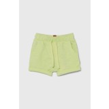 United Colors of Benetton pantaloni scurți din bumbac pentru bebeluși culoarea verde, neted, talie reglabila