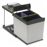 Cos gunoi selectiv Eyckhaus gri, 1x16L + 2x7.5L, dreptunghiular, extractibil, montare dulap bucatarie (min. 50cm)