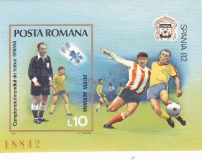 FOOTBAL COLITA NEDANTELATA NUMEROTATA ,1981,Lp.4023,MNH.ROMANIA. foto