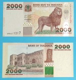 Bancnota Tanzania 2000 Shillings 2003 Leu UNC, Seria AM9017317, P#37, Kilimanjaro, Fortareata Zanzibar