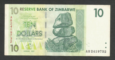 ZIMBABWE 10 DOLARI DOLLARS 2007 [1] P-67 , XF foto