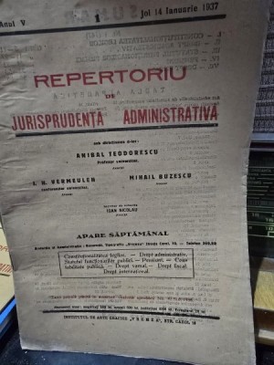 Repertoriu de jurisprudenta administrativa nr.1/1937 foto