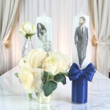 Set 2 Lumanari pentru Nunta cu Flori si Fundita - LN45