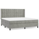 Cumpara ieftin Pat box spring cu saltea, gri deschis, 200x200 cm, catifea