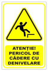 Semn pentru pericol de cadere cu denivelare foto