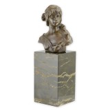 Chip de femeie - statueta din bronz pe soclu din marmura YY-121