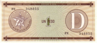 CUBA █ bancnota █ 1 Peso █ 1985 █ P-FX32 █ Serie D █ UNC █ necirculata foto