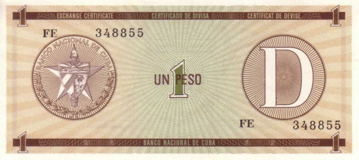 CUBA █ bancnota █ 1 Peso █ 1985 █ P-FX32 █ Serie D █ UNC █ necirculata