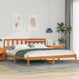 VidaXL Cadru de pat Maro ceruit 200 x 200 cm Lemn de brad solid