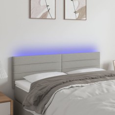 vidaXL Tăblie de pat cu LED, gri deschis, 144x5x78/88 cm, textil 3121750