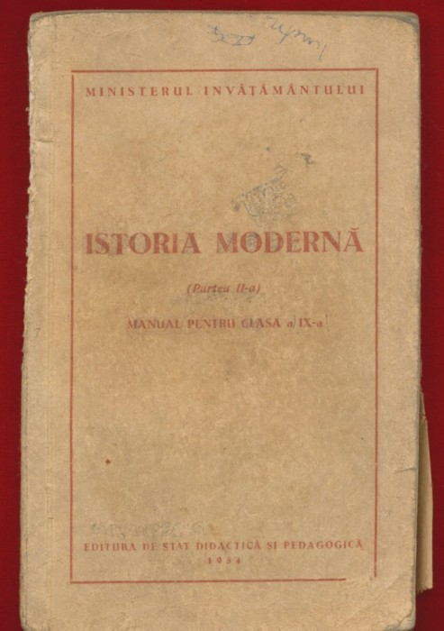 &quot;Istoria moderna Partea II-a&quot; 1954