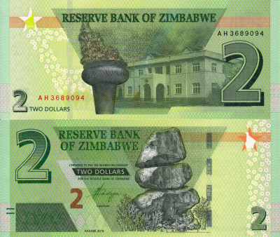 ZIMBABWE 2 dollars 2019 UNC!!! foto