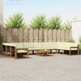 vidaXL Set de canapele de exterior cu pernă 11 pcs Natural și Crem 3369905