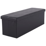 Cumpara ieftin Bancuta pliabila piele ecologica neagra Zamira 114x38x38 cm