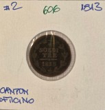 606 Switzerland Swiss cantons Ticino Elvetia, 3 Soldi 1812, KM#2, Billon