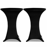 Husă de masă cu picior &Oslash;80 cm, 2 buc., negru, elastic