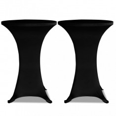 Husă de masă cu picior Ø80 cm, 2 buc., negru, elastic