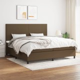 vidaXL Pat box spring cu saltea, maro &icirc;nchis, 200x200 cm, textil