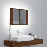 Dulap cu oglinda &amp; LED stejar maro 60x12x45 cm lemn compozit GartenMobel Dekor, vidaXL