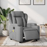 VidaXL Fotoliu electric de masaj rabatabil, gri deschis, microfibră