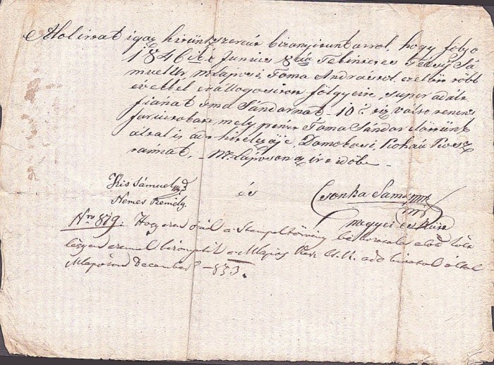 A3715N Act privitor la un &icirc;mprumut de florini renani, 1853, T&acirc;rgu Lăpuș, limba maghiară