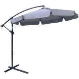 Cumpara ieftin Outsunny Umbrelă de Soare pentru Grădină, Braț din Metal, Baldachin din Poliester, &Phi;265x265cm, Gri | Aosom Romania