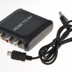 Convertor HDMI la 3 x RCA Composite video+Audio alimentare USB, KHCON-16