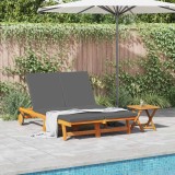 VidaXL Recliner dublu cu roți și pernă - lemn de acacia solid