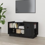 VidaXL Comodă TV, negru, 80x35x40,5 cm, lemn masiv de pin