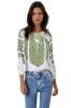 Bluza dama tip ie D24, alb/verde broscuta , marimea 2XL, Casual, Bumbac