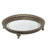 Tava din rasina cu oglinda rotunda Antique Golden 29 cm, Inart