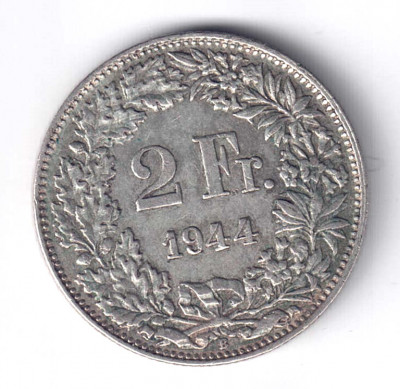 Elvetia 2 Franci 1944 Litera B Stare AUNC-UNC foto