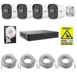 Sistem supraveghere IP UNV, 4 camere de exterior, 4MP, IR 30m, Microfon, PoE, Vizualizare pe mobil, NVR 4 canale, HDD 1TB, Accesorii SafetyGuard Surve