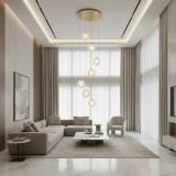 Candelabru Cristal LED MILLE, 7xG9 , Diametru 60cm x Inaltime 340cm, Cristal si Metal, Auriu