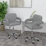 Cumpara ieftin Scaune de bucătărie pivotante, 2 buc., gri, piele artificială