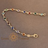 Bratara placata cu aur pentru femei , cristale zirconia multicolore, 19 cm