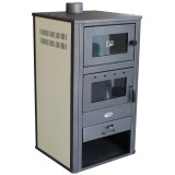 Pachet incalzire si apa calda pentru 3 camere Termosemineu pe lemne, brichete si carbune Fornello MILANO E, 24 KW, cuptor, Ivory, 580x560x1060 mm, cos