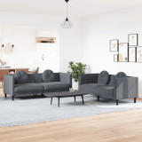 VidaXL Set canapea cu perne, 2 piese, gri &icirc;nchis, catifea