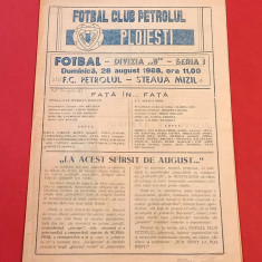 Program meci fotbal PETROLUL PLOIESTI - STEAUA MIZIL (28.08.1988)