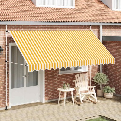 Copertină retractabilă manual, portocaliu și alb, 400 cm, dungi foto